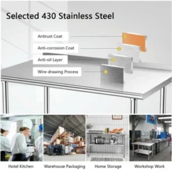 Costway Stainless Steel Table For Prep & Work W/ Backsplash -Costway GUEST 1bde3ec2 94a2 42b6 9414 bd38722dd663