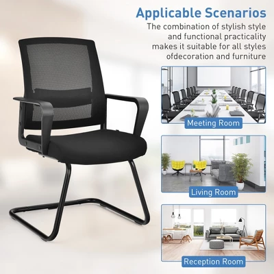 Costway Set Of 2 Conference Chairs Mesh Reception Office Guest Chairs W/ Lumbar Support 5 Costway Set Of 2 Conference Chairs Mesh Reception Office Guest Chairs W/ Lumbar Support - Image 5
