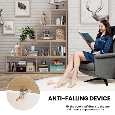 Costway 6 Cubes Ladder Shelf Freestanding Corner Bookshelf Storage Bookcase Display Rack 6 Costway 6 Cubes Ladder Shelf Freestanding Corner Bookshelf Storage Bookcase Display Rack - Image 6