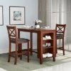 Costway 3PCS Pub Dining Table Set W/ Storage Shelves&2 Upholstered Chairs Walnut