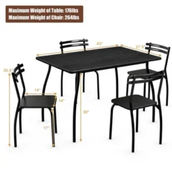 Costway 5 Piece Dining Set Table 30.0" And 4 Chairs Home Kitchen Room Breakfast Furniture Black -Costway GUEST 1d14ba0f 8244 4bd9 ab7e 5001ba2a2d58