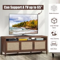 Costway TV Stand Entertainment Media Center For TV's Up To 65'' W/ Rattan Doors 16 Costway TV Stand Entertainment Media Center For TV's Up To 65'' W/ Rattan Doors -Costway GUEST 1d355458 a9f7 4439 b4e4 72a0fbdcb34d