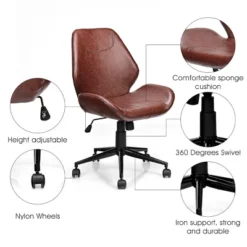 Office Home Leisure Chair Mid-Back Upholstered Swivel Height Adjustable Rolling -Costway GUEST 1d67a0b3 5017 4ce8 a51b 76ddf25e6e9e