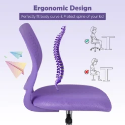 Costway Height-adjustable Ergonomic Kids Chair Breathable Mesh Desk Chair W/ Wheels Mobile Comfortable School Chair For Kids Room Purple -Costway GUEST 1d6f7c3e b532 44b1 bcbd c7a98b5ff605