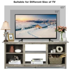 Costway 58'' 2-Tier TV Stand Entertainment Media Center Console Up To 65'' Grey 14 Costway 58'' 2-Tier TV Stand Entertainment Media Center Console Up To 65'' Grey -Costway GUEST 1d764d72 b1c0 4171 9000 f1ba6feaa447