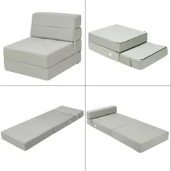 Costway Tri-Fold Fold Down Chair Flip Out Lounger Convertible Sleeper Bed Couch Dorm Grey -Costway GUEST 1dd3478b c295 4d64 b9d4 0397b9b98905