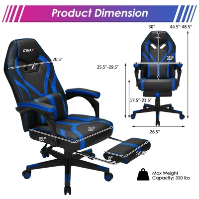 Costway Massage Gaming Chair Racing Recliner Computer Desk Chair W/Footrest 3 Costway Massage Gaming Chair Racing Recliner Computer Desk Chair W/Footrest - Image 3