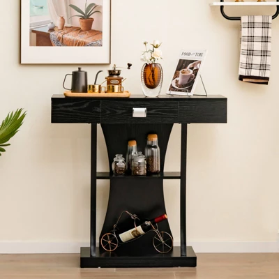 Costway T-Shaped Console Table Behind Couch Table With Drawer Shelves & Dual Anti-Tipping Kits Modern Foyer Table Entryway Accent Table 1 Costway T-Shaped Console Table Behind Couch Table With Drawer Shelves & Dual Anti-Tipping Kits Modern Foyer Table Entryway Accent Table