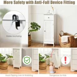 Costway Bathroom Floor Storage Cabinet Side Wooden Organizer W/ Drawer & Shutter Door -Costway GUEST 1e8891e6 1b96 4e09 973b b2bcc10cca02