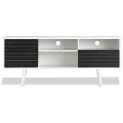 Costway Modern TV Stand/Console Cabinet 3 Shelves Storage Drawer Splayed Leg Black/White -Costway GUEST 1f8f2308 0534 48a8 896f 1d2eb0be3a5b