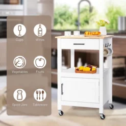 Costway Rolling Kitchen Island Cart On Wheels Bar Serving Trolley W/Drawer Cabinet BlackWhite -Costway GUEST 1f96a7e8 8062 43c4 8635 4c7c431ac6d6