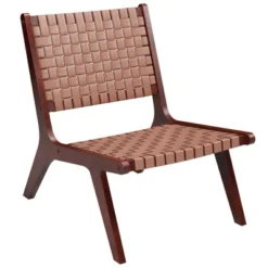 Costway Woven Leather Accent Chair Mid Century Rubber Wood Armless Side Chair -Costway GUEST 1fcb7fb8 66ba 4729 95bb 5eb9bc6ad9b6
