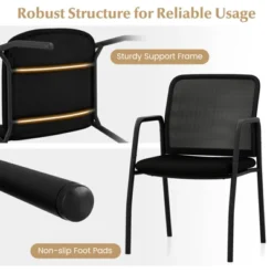 Costway Waiting Room Chair Set Of 2/4/6/8/10/12 Office Guest Chairs With Ergonomic Mesh Backrest Sturdy Arms & Cushioned Seat Black 16 Costway Waiting Room Chair Set Of 2/4/6/8/10/12 Office Guest Chairs With Ergonomic Mesh Backrest Sturdy Arms & Cushioned Seat Black -Costway GUEST 1fed3284 3b3b 4985 847c 850776f333bc