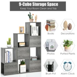 Costway Bookshelf Free Combination Bookcase Storage Organizer Display Shelf Gray 12 Costway Bookshelf Free Combination Bookcase Storage Organizer Display Shelf Gray -Costway GUEST 2026526f adcb 4893 89f0 5e42b4172494