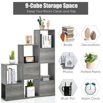 Costway Bookshelf Free Combination Bookcase Storage Organizer Display Shelf Gray 5 Costway Bookshelf Free Combination Bookcase Storage Organizer Display Shelf Gray - Image 5