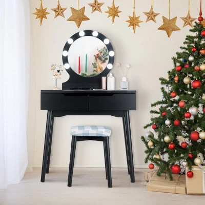 Costway Vanity Makeup 8 Dimmable Bulbs Lighted BlackWhiteNatural 10 Costway Vanity Makeup 8 Dimmable Bulbs Lighted BlackWhiteNatural - Image 10