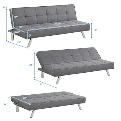 Costway Convertible Futon Sofa Bed Adjustable Sleeper With Stainless Steel Legs 1 Costway Convertible Futon Sofa Bed Adjustable Sleeper With Stainless Steel Legs