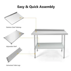Costway Stainless Steel Table For Prep & Work W/ Backsplash -Costway GUEST 20fd9c1f 737b 4115 93d1 eb8de0070ddf