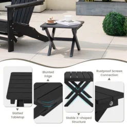 Costway Outdoor Folding Side Table Weather-Resistant HDPE Adirondack Table Black/Gray -Costway GUEST 210193b7 c904 415a ac5e 7106886b33cb