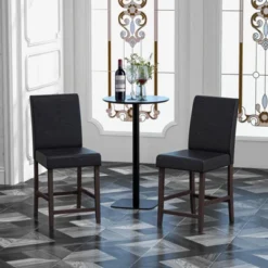 Costway Set Of 2/4 Bar Stools 25inch Counter Height Barstool Pub Chair W/Rubber Wood Legs -Costway GUEST 212875d4 ed71 44cd b07e c5c6ed4531d3