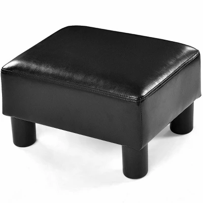 Costway Small Ottoman Footrest PU Leather Footstool Rectangular Seat Stool Black 7 Costway Small Ottoman Footrest PU Leather Footstool Rectangular Seat Stool Black - Image 7