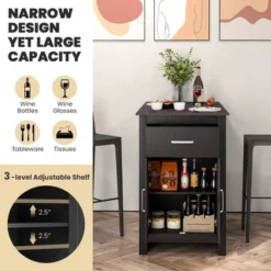 Costway Bar Table 35.5'' Counter Height Dining Table With Storage Cabinet & Drawer Black/Grey 15 Costway Bar Table 35.5'' Counter Height Dining Table With Storage Cabinet & Drawer Black/Grey -Costway GUEST 214f95e7 ac07 4b7c ad13 b901c415c4a1