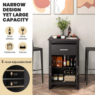 Costway Bar Table 35.5'' Counter Height Dining Table With Storage Cabinet & Drawer Black/Grey 5 Costway Bar Table 35.5'' Counter Height Dining Table With Storage Cabinet & Drawer Black/Grey - Image 5