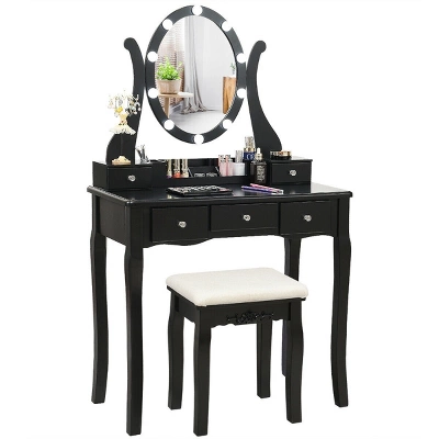 Costway Vanity Table Set W/10 Light Bulbs And Touch Switch Makeup Dressing Table 1 Costway Vanity Table Set W/10 Light Bulbs And Touch Switch Makeup Dressing Table