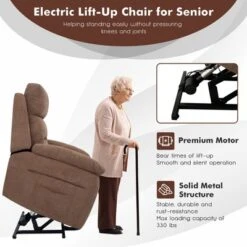 Costway Power Lift Recliner Chair Sofa For Elderly W/ Side Pocket & Remote Control GreyBrown -Costway GUEST 224db807 4757 4139 acc2 cc287856bfd7