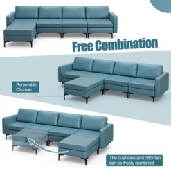 Costway Modular L-shaped Sectional Sofa W/ Reversible Chaise & 4 USB Ports 18 Costway Modular L-shaped Sectional Sofa W/ Reversible Chaise & 4 USB Ports -Costway GUEST 2264a9ca 17f8 4587 8078 754ed80de7cf