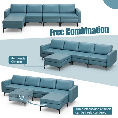 Costway Modular L-shaped Sectional Sofa W/ Reversible Chaise & 4 USB Ports 8 Costway Modular L-shaped Sectional Sofa W/ Reversible Chaise & 4 USB Ports - Image 8