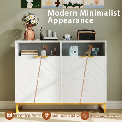 Costway 40" Buffet Storage Cabinet With 4 Doors & Adjustable Shelves Anti-Tipping Kits 6 Costway 40" Buffet Storage Cabinet With 4 Doors & Adjustable Shelves Anti-Tipping Kits - Image 6