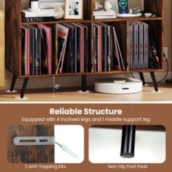 Costway Record Player Stand With Charging Station Open Shelves & Compartments Raised Legs Brown/White 15 Costway Record Player Stand With Charging Station Open Shelves & Compartments Raised Legs Brown/White -Costway GUEST 22c3921a 19b2 4b14 9468 eae94516f98f
