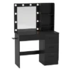 Costway Makeup Vanity Desk With Mirror And Lights Charging Station 3-Color LED Lights White/Black