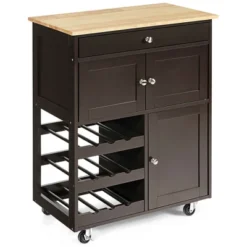 Costway Rolling Kitchen Island Serving Cart Storage Cabinet W/ Wine Rack 20 Costway Rolling Kitchen Island Serving Cart Storage Cabinet W/ Wine Rack -Costway GUEST 230f122c 40bc 4f22 8134 1ae21e87e307