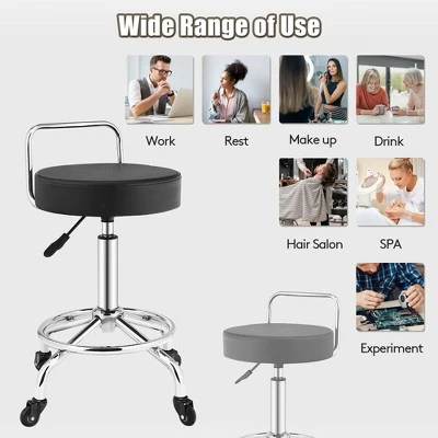 Costway Pneumatic Work Stool Rolling Swivel Task Chair Spa Office Salon W/Cushioned Seat 4 Costway Pneumatic Work Stool Rolling Swivel Task Chair Spa Office Salon W/Cushioned Seat - Image 4