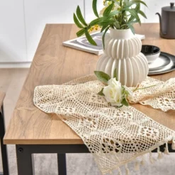 Costway Modern 3 PCS Dining Table Bench Set W/ Metal Frame & Wooden Tabletop -Costway GUEST 23673c12 180d 4193 b99b a2a849889d60