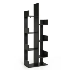 Costway 8-Shelf Bookcase Modern Tree Bookshelf Storage Decor Freestanding White/Black -Costway GUEST 2383c239 5590 406c 9547 daad60889155
