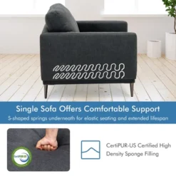 Costway Modern Upholstered Accent Chair Single Sofa Armchair Living Room Funiture WhiteGrey -Costway GUEST 23c13dd7 8793 4480 9dbe a75ddf25134b