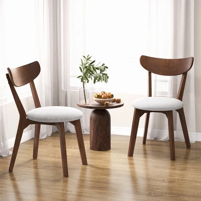 Set Of 2 Dining Chair Upholstered Curved Back Side Chair With Solid Wooden Legs 1 Set Of 2 Dining Chair Upholstered Curved Back Side Chair With Solid Wooden Legs