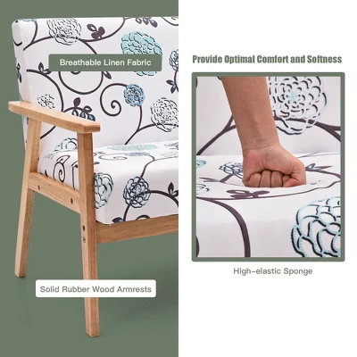 Costway Modern Fabric Loveseat Sofa Couch Upholstered 2-Seat Wood Armchair 9 Costway Modern Fabric Loveseat Sofa Couch Upholstered 2-Seat Wood Armchair - Image 9