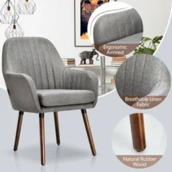 Costway Set Of 2 Accent Chairs Fabric Upholstered Armchairs W/Wooden Legs Beige/Gray 19 Costway Set Of 2 Accent Chairs Fabric Upholstered Armchairs W/Wooden Legs Beige/Gray -Costway GUEST 24e0dff6 aeb8 4404 8643 fe7dbc0e7d03