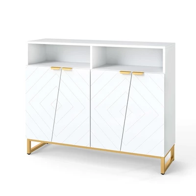 Costway 40" Buffet Storage Cabinet With 4 Doors & Adjustable Shelves Anti-Tipping Kits 8 Costway 40" Buffet Storage Cabinet With 4 Doors & Adjustable Shelves Anti-Tipping Kits - Image 8