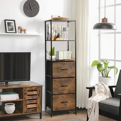 Costway Vertical 3 Drawer Dresser W/ 3 Shelves Tall Storage Tower Chest Freestanding 1 Costway Vertical 3 Drawer Dresser W/ 3 Shelves Tall Storage Tower Chest Freestanding
