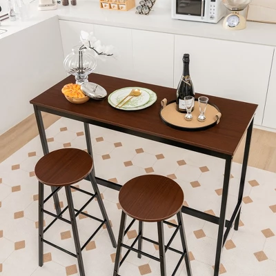 Costway 3 Piece Bar Table Set Pub Table And 2 Stools Counter Kitchen Dining Set 1 Costway 3 Piece Bar Table Set Pub Table And 2 Stools Counter Kitchen Dining Set