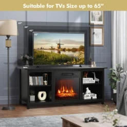 Costway 58'' 2-Tier Fireplace TV Stand W/18'' Electric Fireplace Up To 65'' -Costway GUEST 25bf4285 671e 4cb3 96dc ccff1644d01b