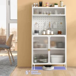 Costway 5-tier Metal Kitchen Bakers Rack With Pegboard 8 Hooks 5-position Adjustable Shelf White -Costway GUEST 263d461e 3e3e 4d68 99dd 4d335d5ec6d2