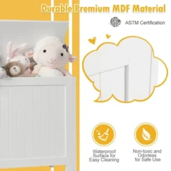 Costway Wooden Toy Box Kids Storage Chest Organizer W/ Flip-Top Lid & Safety Hinge White -Costway GUEST 26be4ab1 d4d1 4219 a2c8 7b93820bdee0