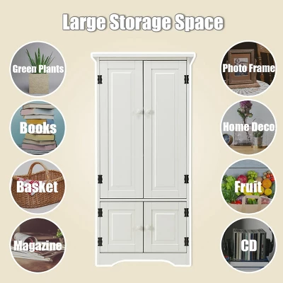 Costway Accent Storage Cabinet Adjustable Shelves Antique 2 Door Floor Cabinet White 5 Costway Accent Storage Cabinet Adjustable Shelves Antique 2 Door Floor Cabinet White - Image 5