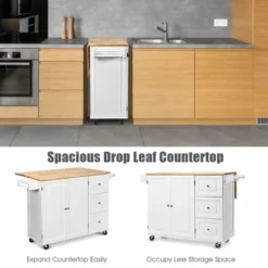 Costway Drop-Leaf Kitchen Island Trolley Cart Wood Storage Cabinet W/ Spice Rack White 12 Costway Drop-Leaf Kitchen Island Trolley Cart Wood Storage Cabinet W/ Spice Rack White -Costway GUEST 2777538d 8167 49f4 99eb 0ae932be0cdb